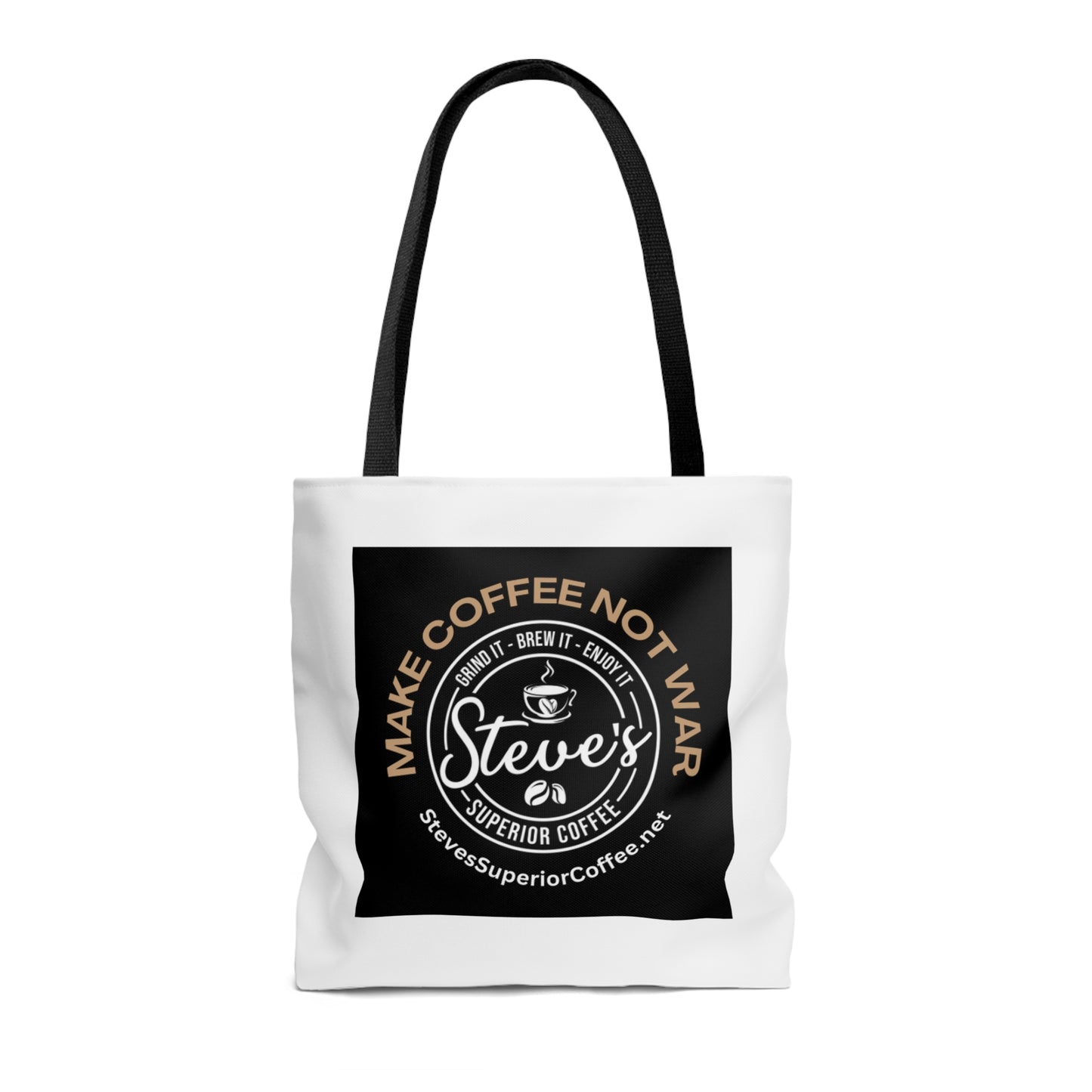 AOP Tote Bag- MAKE COFFEE NOT WAR