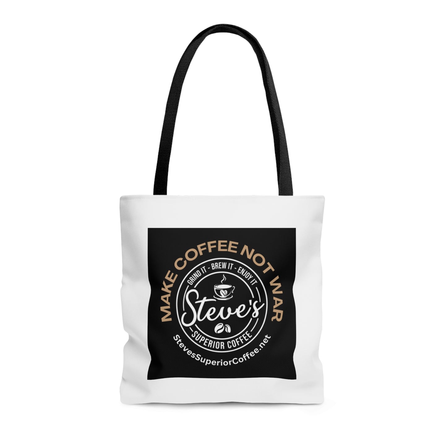 AOP Tote Bag- MAKE COFFEE NOT WAR