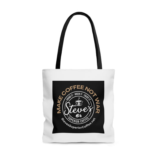 AOP Tote Bag- MAKE COFFEE NOT WAR