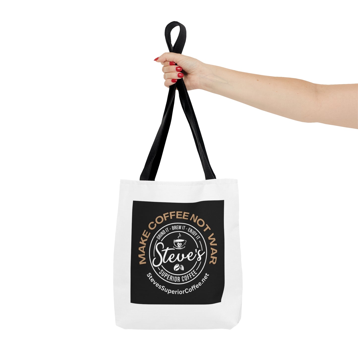 AOP Tote Bag- MAKE COFFEE NOT WAR