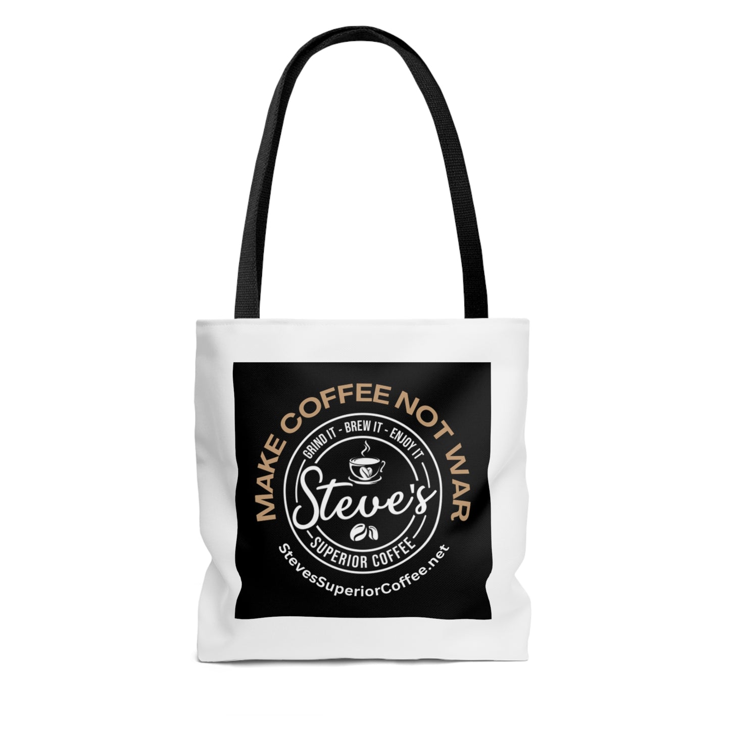 AOP Tote Bag- MAKE COFFEE NOT WAR