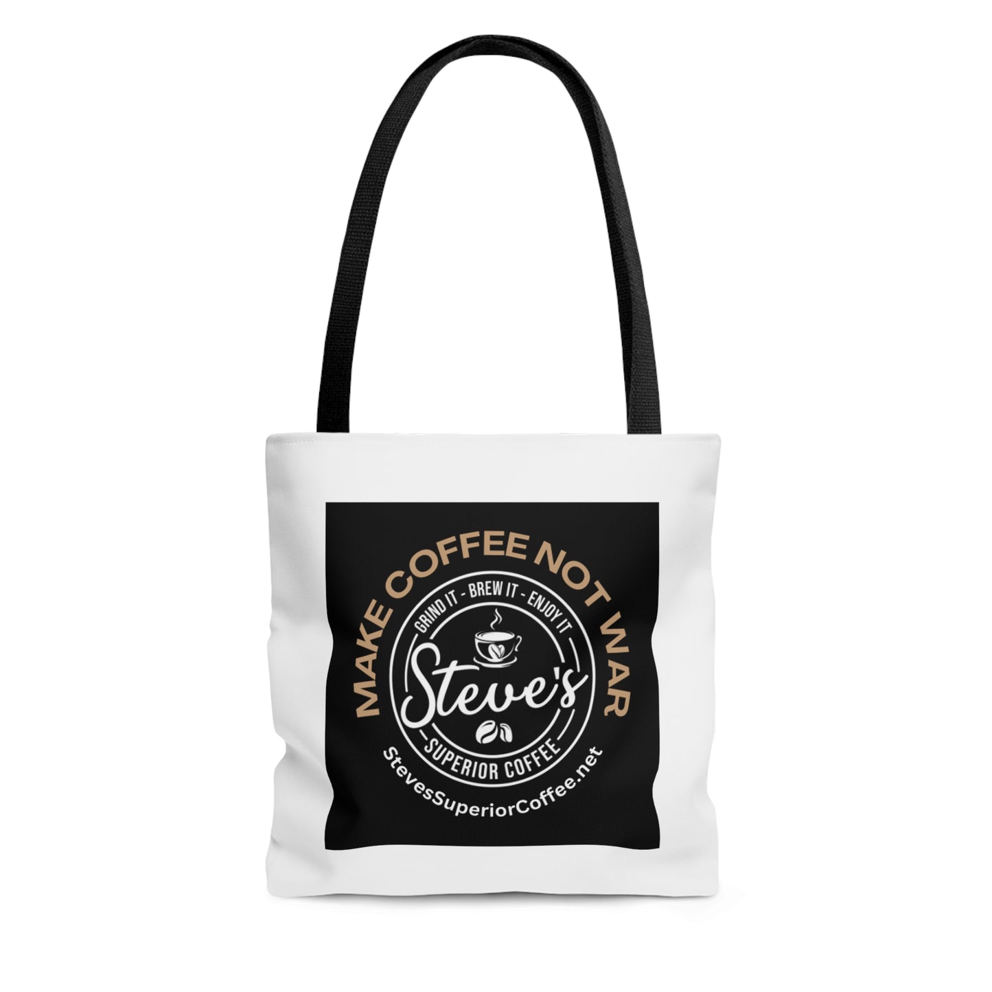 AOP Tote Bag- MAKE COFFEE NOT WAR